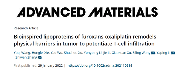 Adv Mater| 仿生脂蛋白系统重塑肿瘤物理屏障增强T细胞浸润
