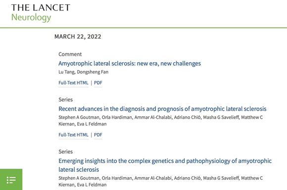 北大第三医院樊东升教授团队受邀在《柳叶刀·神经病学》评述肌萎缩侧索硬化全球研究进展