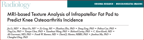 珠江医院丁长海团队在影像医学顶刊Radiology发文揭示定量纹理分析技术在预测膝骨关节炎中的新…